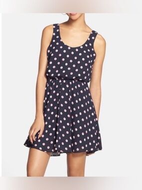 Lush Navy Polka Dot Dress M
